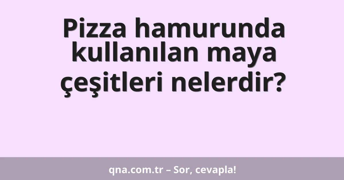 Pizza hamurunda kullanılan maya çeşitleri nelerdir?