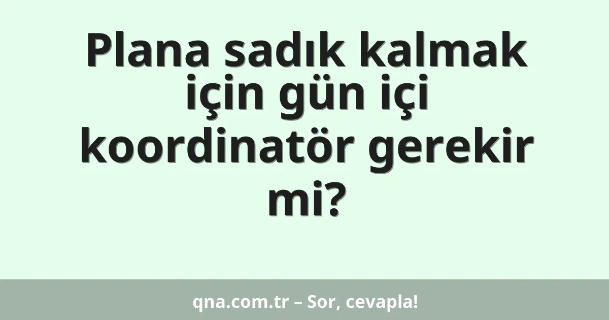 Plana sadık kalmak için gün içi koordinatör gerekir mi?