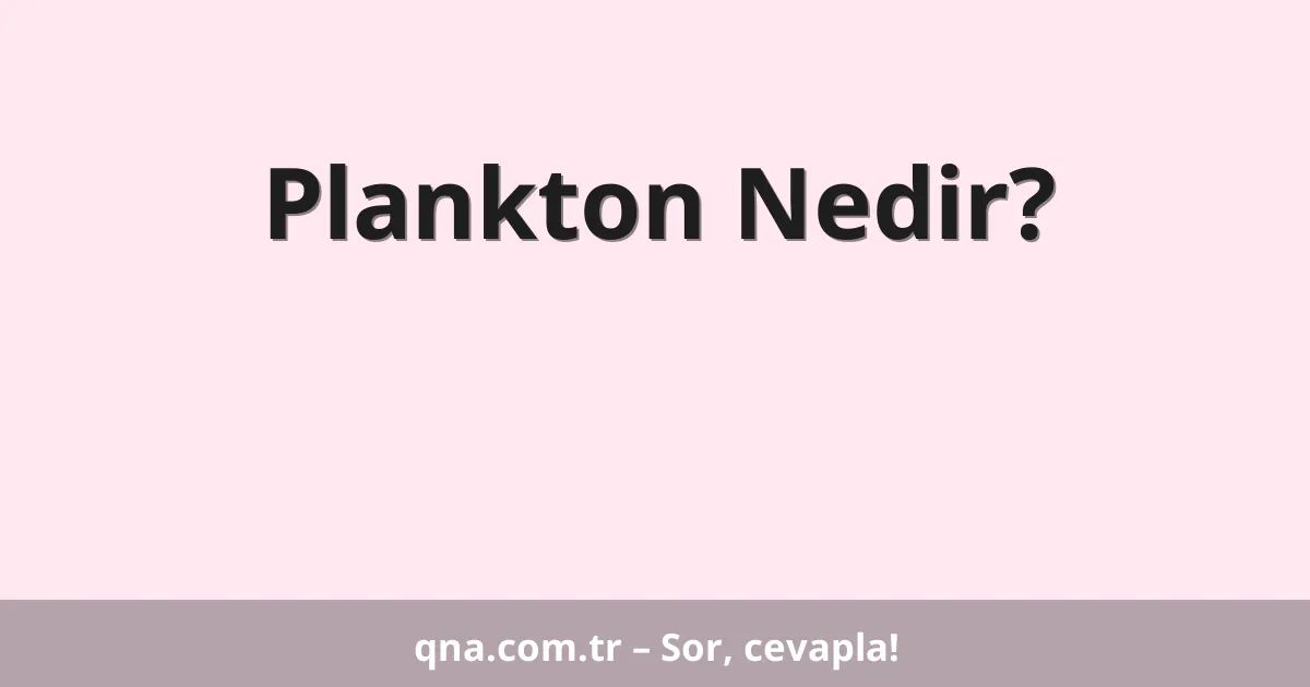 Plankton Nedir?