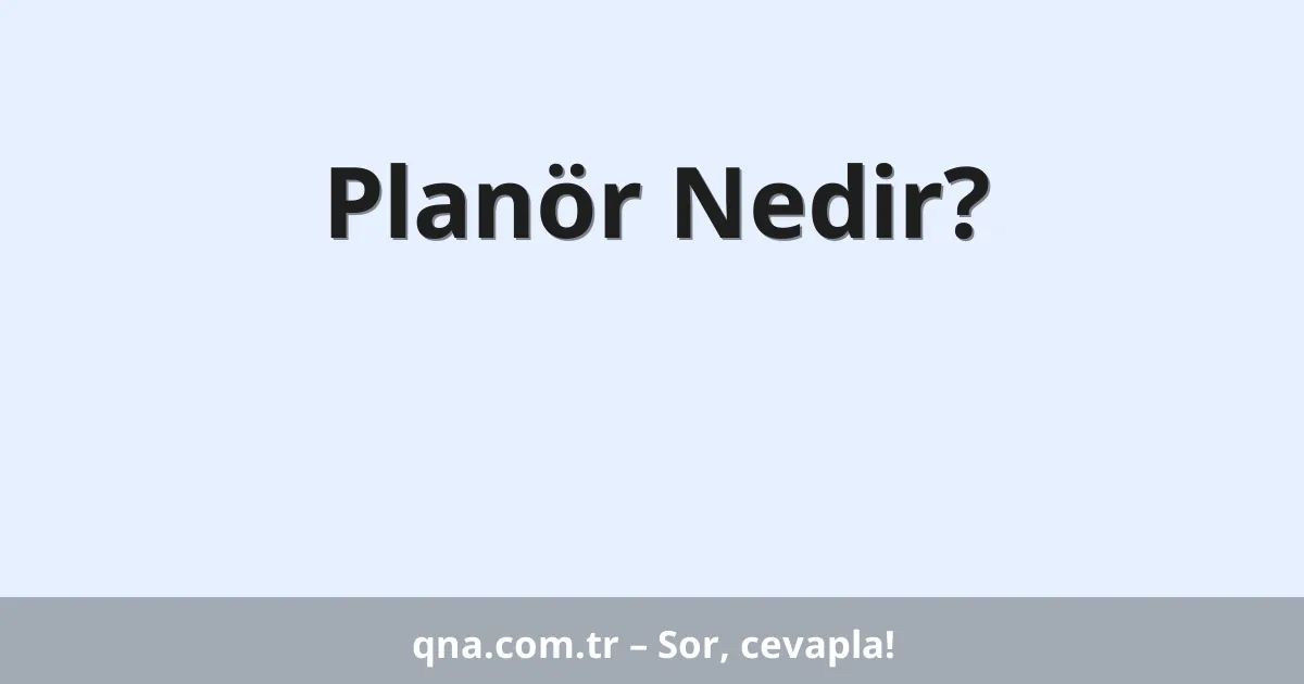 Planör Nedir?