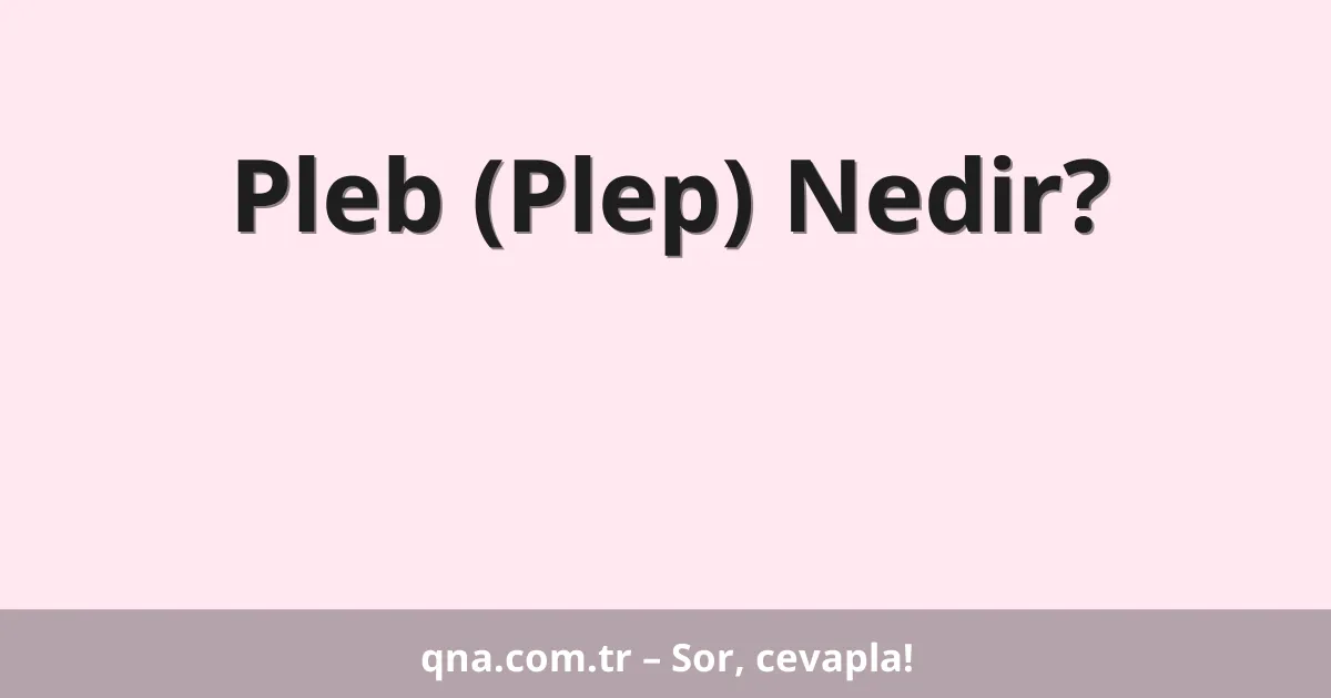 Pleb (Plep) Nedir?