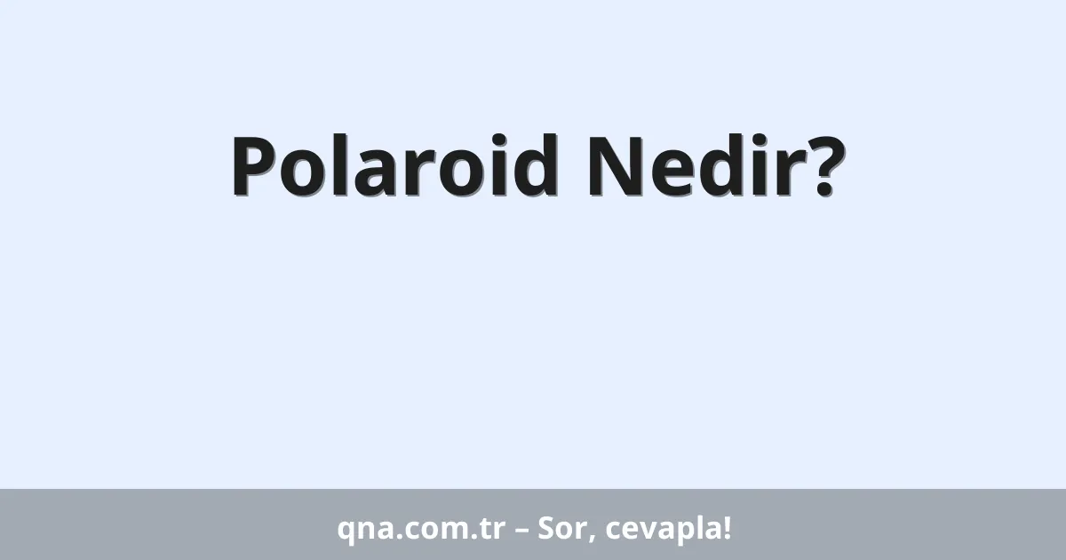 Polaroid Nedir?