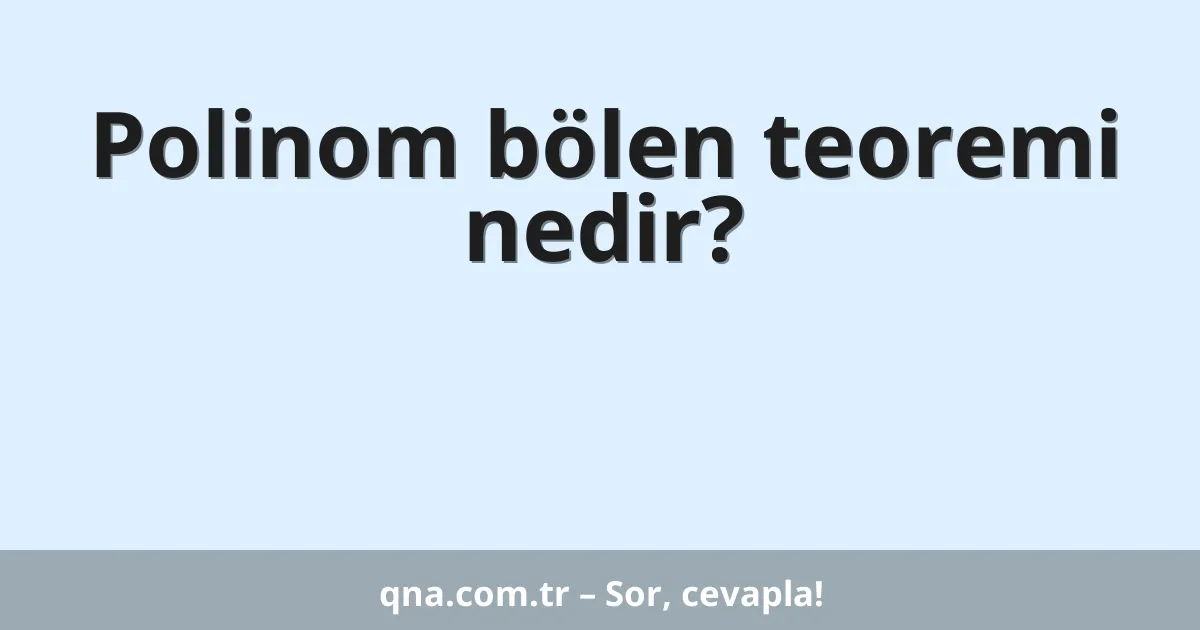 Polinom bölen teoremi nedir?