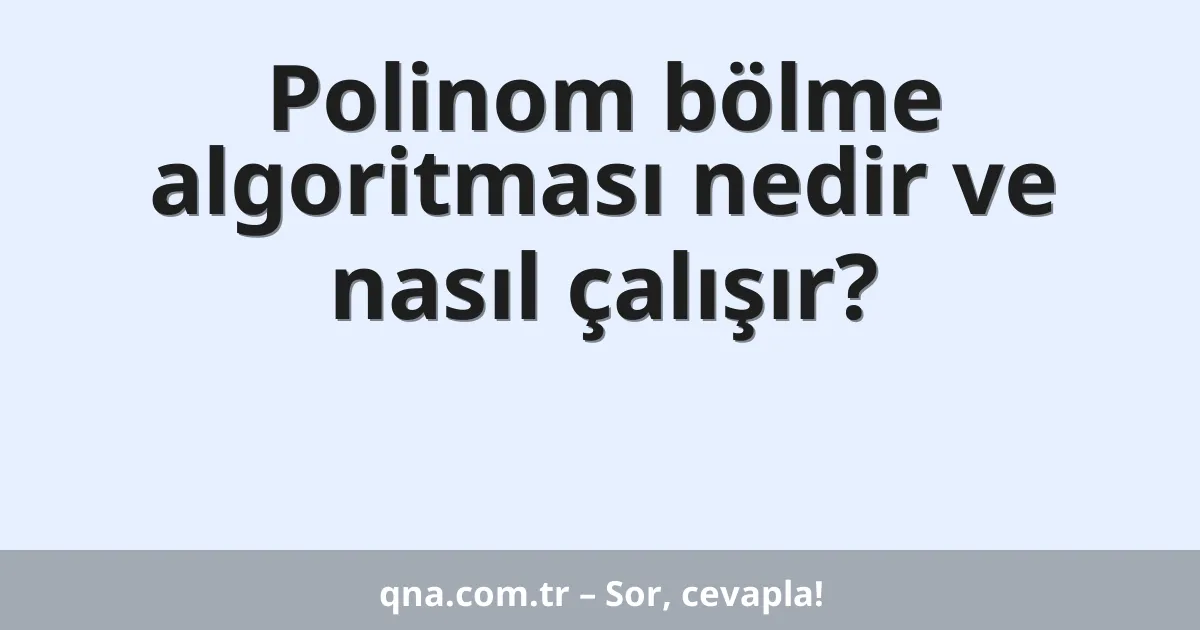 Polinom bölme algoritması nedir ve nasıl çalışır?