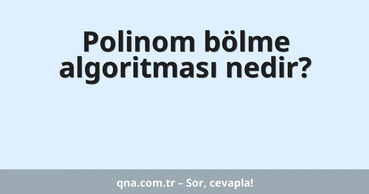 Polinom bölme algoritması nedir?