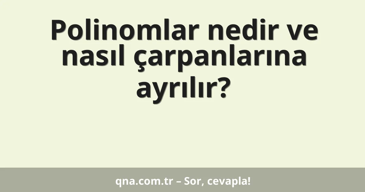 Polinomlar nedir ve nasıl çarpanlarına ayrılır?