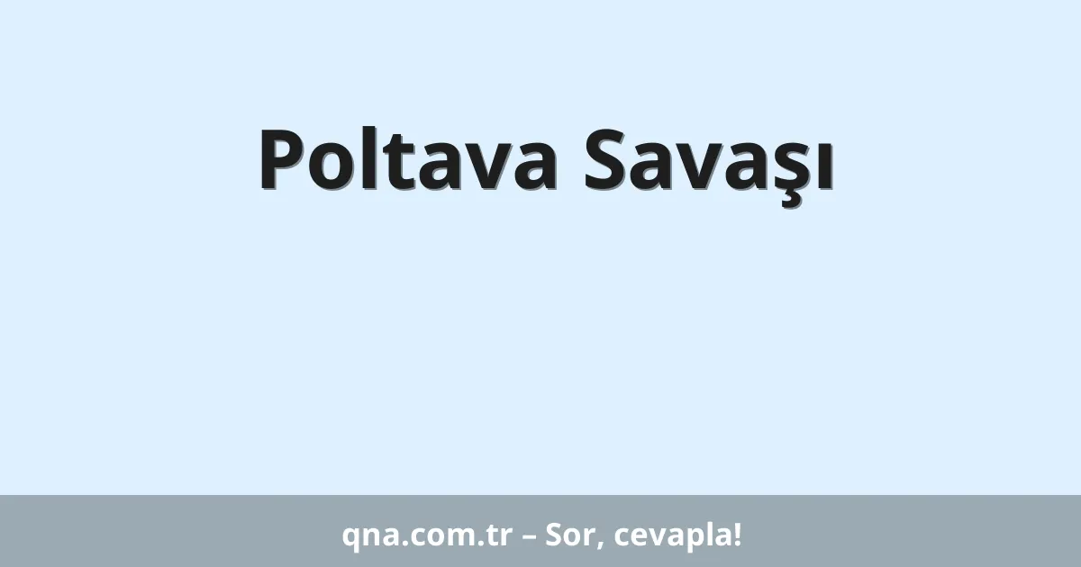 Poltava Savaşı