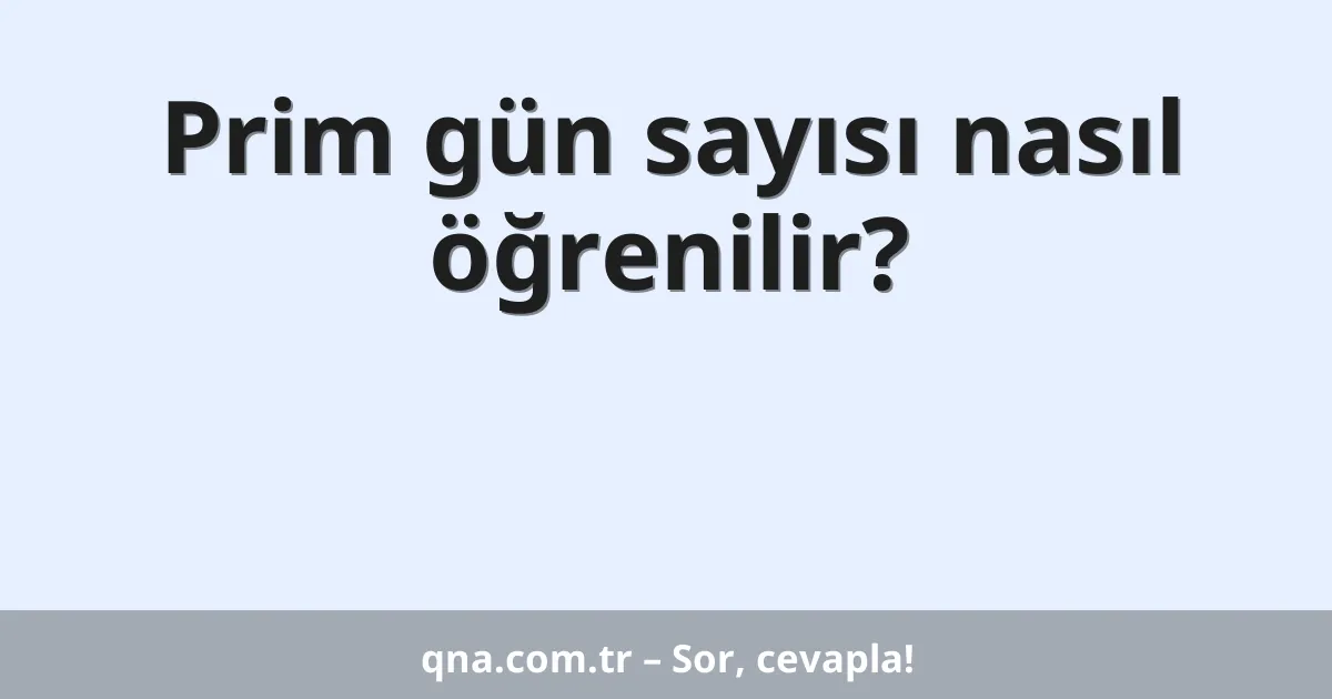 Prim gün sayısı nasıl öğrenilir?