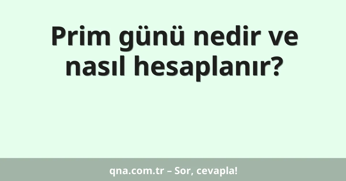 Prim günü nedir ve nasıl hesaplanır?