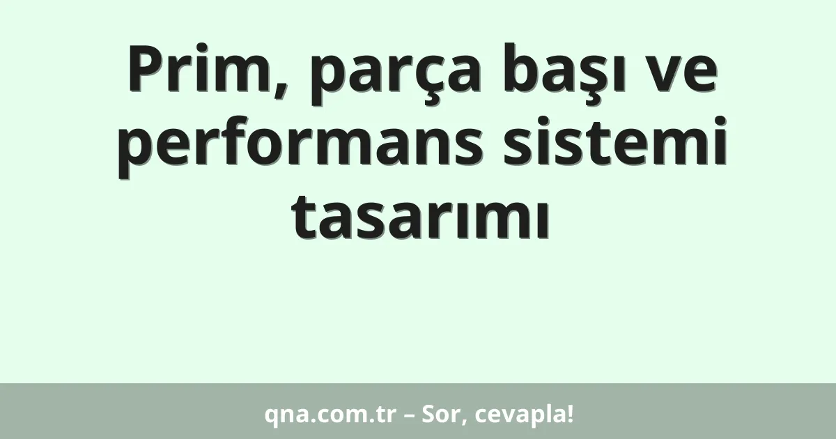 Prim, parça başı ve performans sistemi tasarımı