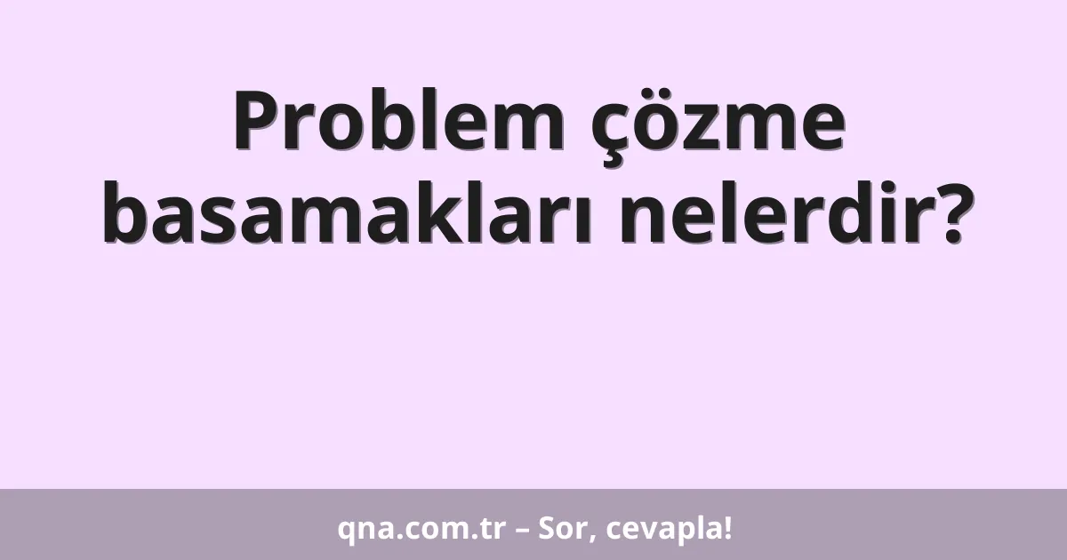 Problem çözme basamakları nelerdir?