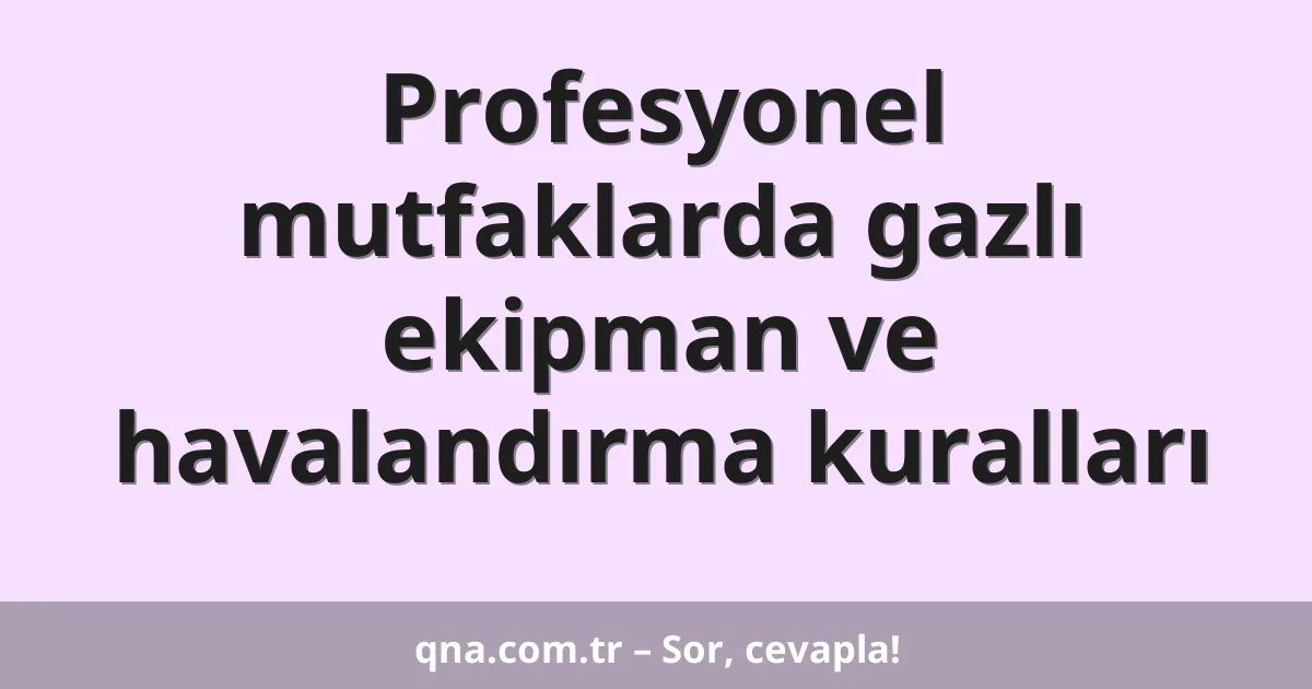 Profesyonel mutfaklarda gazlı ekipman ve havalandırma kuralları