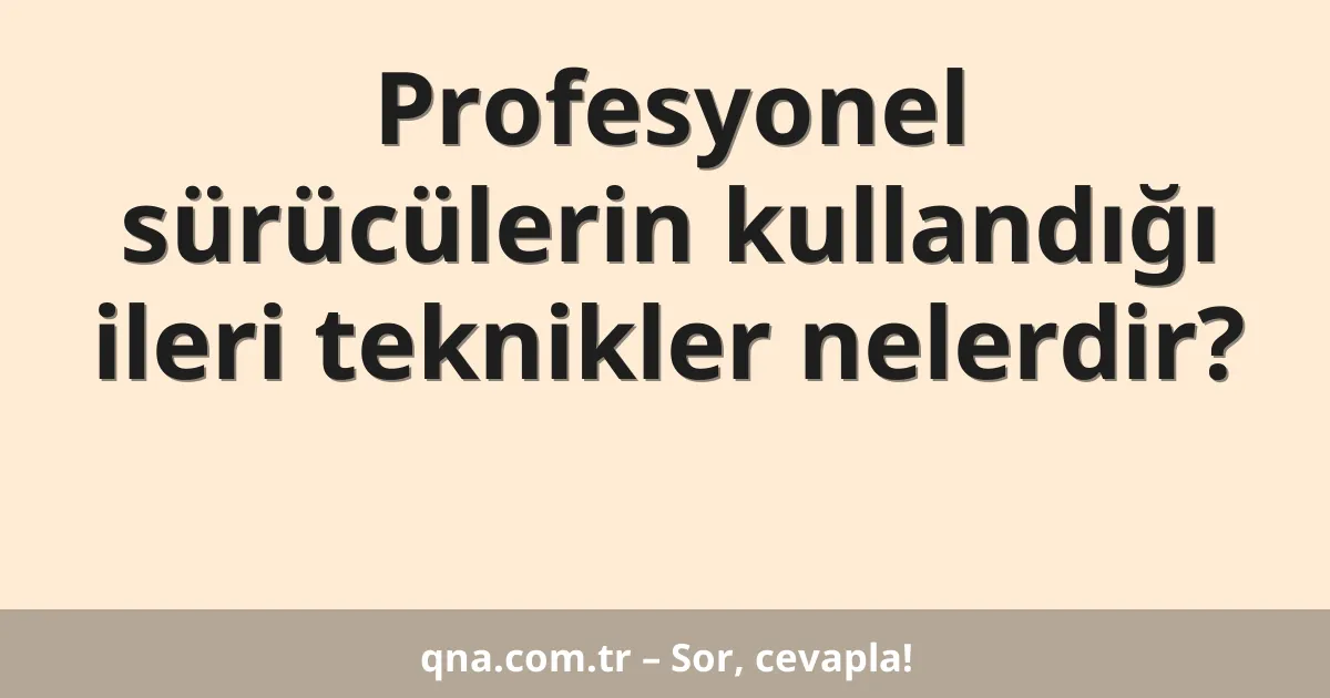 Profesyonel sürücülerin kullandığı ileri teknikler nelerdir?