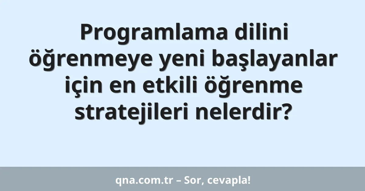 Programlama dilini öğrenmeye yeni başlayanlar için en etkili öğrenme stratejileri nelerdir?