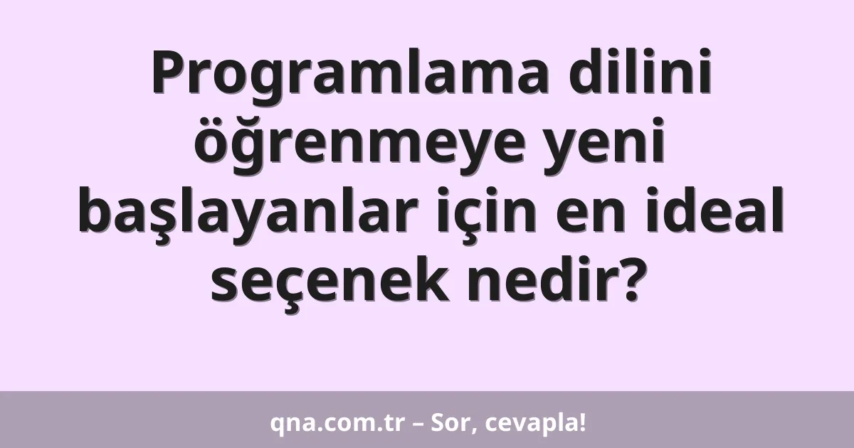 Programlama dilini öğrenmeye yeni başlayanlar için en ideal seçenek nedir?