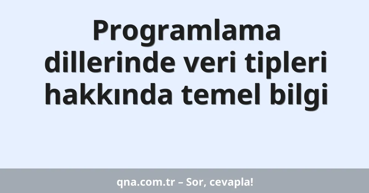 Programlama dillerinde veri tipleri hakkında temel bilgi