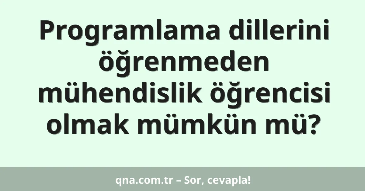 Programlama dillerini öğrenmeden mühendislik öğrencisi olmak mümkün mü?