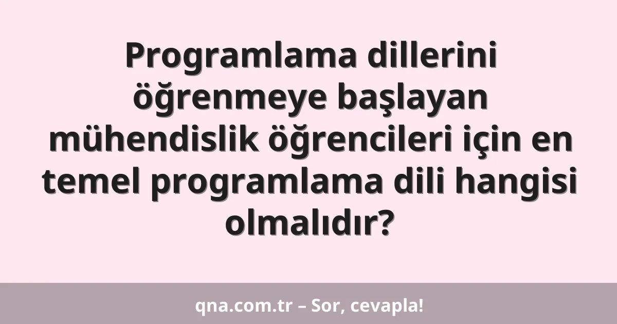 Programlama dillerini öğrenmeye başlayan mühendislik öğrencileri için en temel programlama dili hangisi olmalıdır?