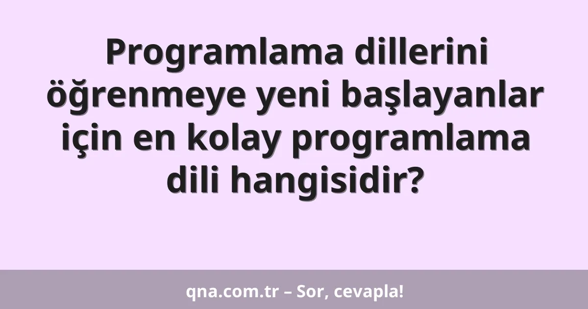 Programlama dillerini öğrenmeye yeni başlayanlar için en kolay programlama dili hangisidir?
