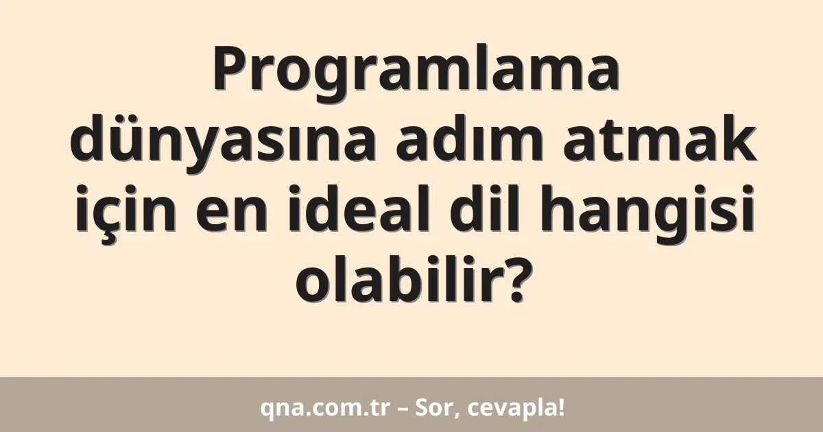 Programlama dünyasına adım atmak için en ideal dil hangisi olabilir?