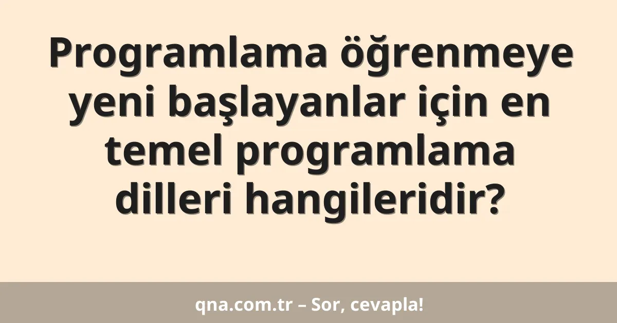 Programlama öğrenmeye yeni başlayanlar için en temel programlama dilleri hangileridir?