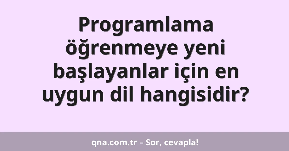 Programlama öğrenmeye yeni başlayanlar için en uygun dil hangisidir?