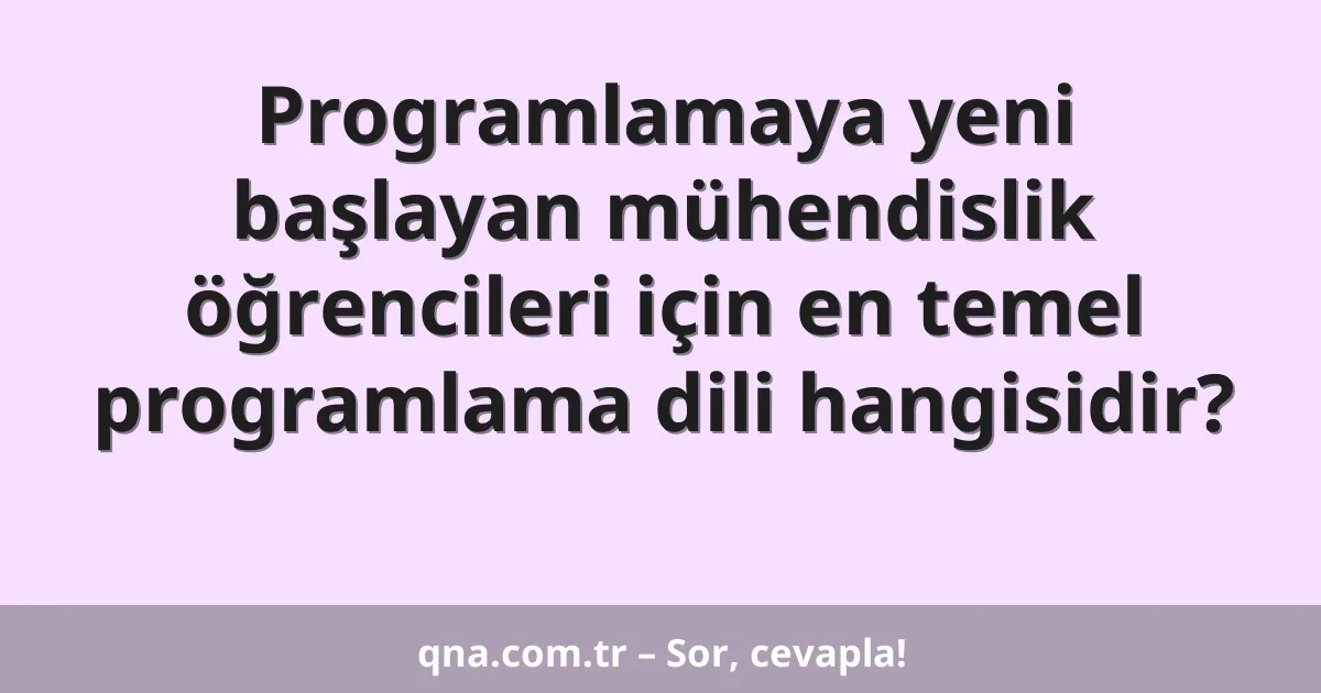 Programlamaya yeni başlayan mühendislik öğrencileri için en temel programlama dili hangisidir?