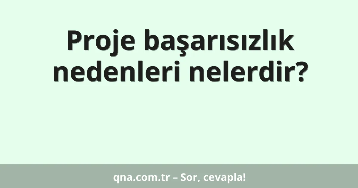 Proje başarısızlık nedenleri nelerdir?