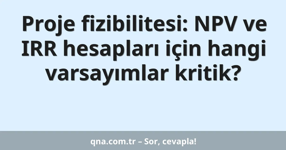 Proje fizibilitesi: NPV ve IRR hesapları için hangi varsayımlar kritik?
