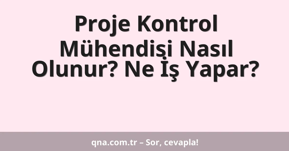 Proje Kontrol Mühendisi Nasıl Olunur? Ne İş Yapar?