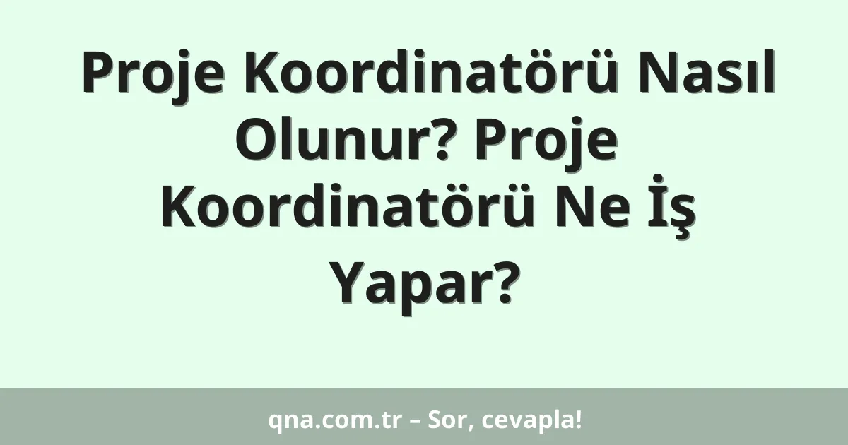 Proje Koordinatörü Nasıl Olunur? Proje Koordinatörü Ne İş Yapar?