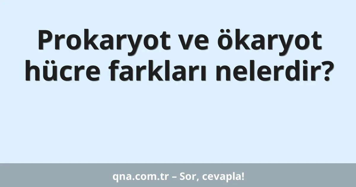 Prokaryot ve ökaryot hücre farkları nelerdir?