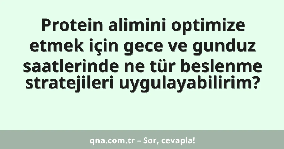 Protein alimini optimize etmek için gece ve gunduz saatlerinde ne tür beslenme stratejileri uygulayabilirim?