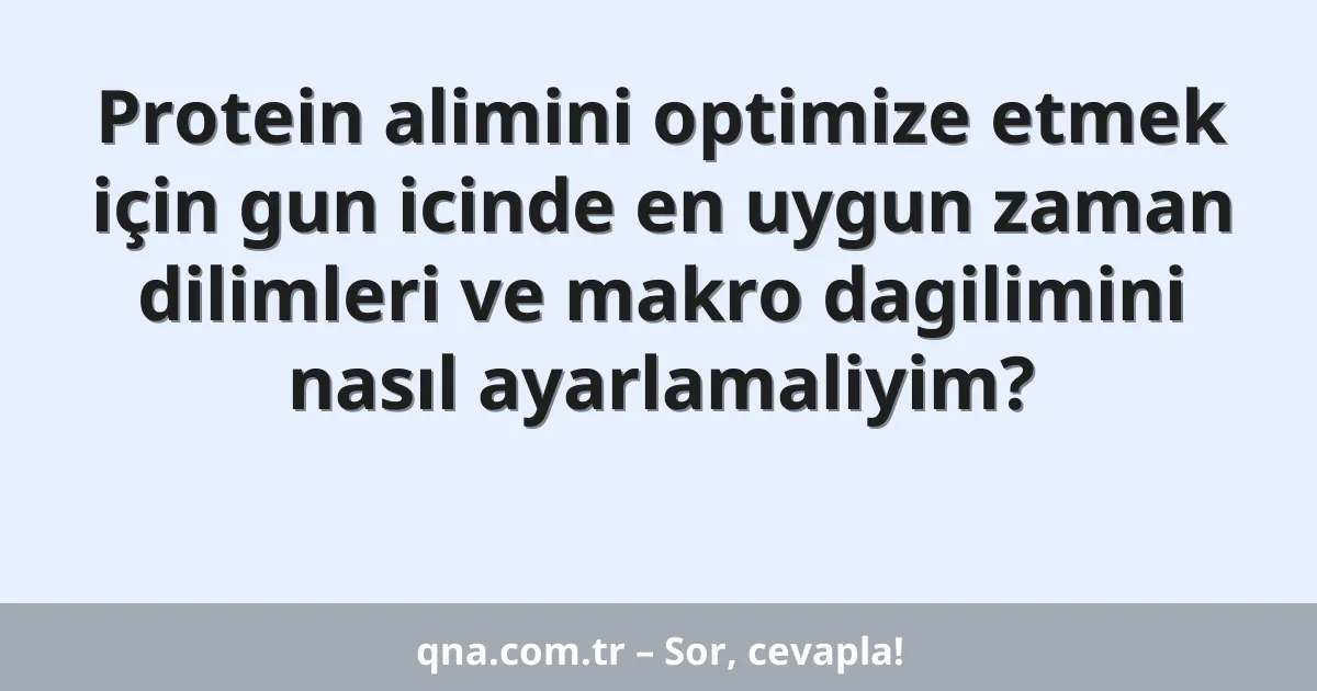 Protein alimini optimize etmek için gun icinde en uygun zaman dilimleri ve makro dagilimini nasıl ayarlamaliyim?