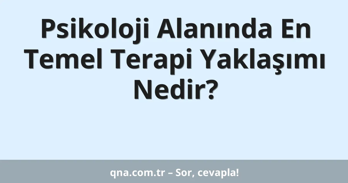 Psikoloji Alanında En Temel Terapi Yaklaşımı Nedir?