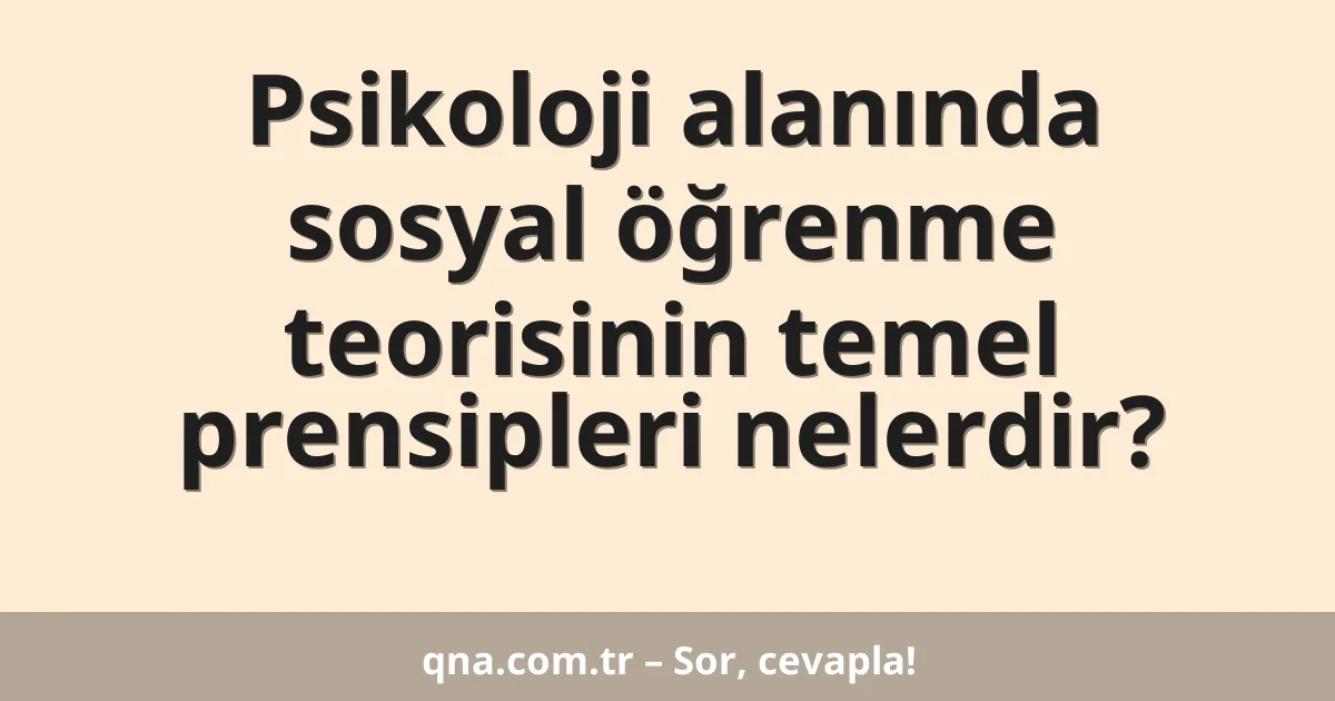 Psikoloji alanında sosyal öğrenme teorisinin temel prensipleri nelerdir?