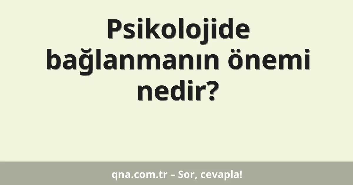Psikolojide bağlanmanın önemi nedir?