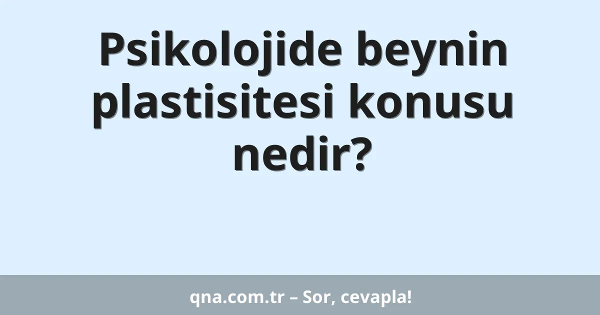 Psikolojide beynin plastisitesi konusu nedir?
