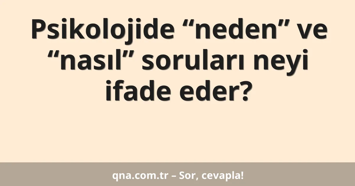 Psikolojide “neden” ve “nasıl” soruları neyi ifade eder?