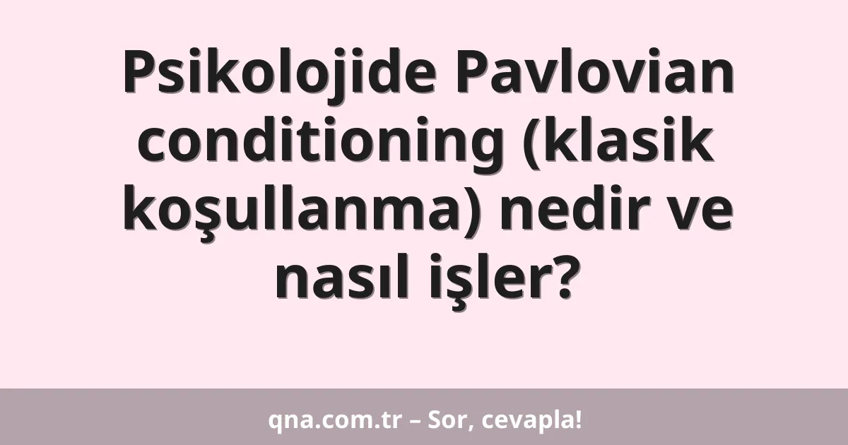 Psikolojide Pavlovian Conditioning nedir ve nasıl işler?