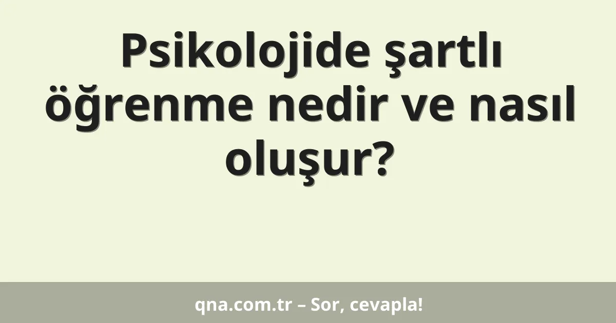 Psikolojide şartlı öğrenme nedir ve nasıl oluşur?