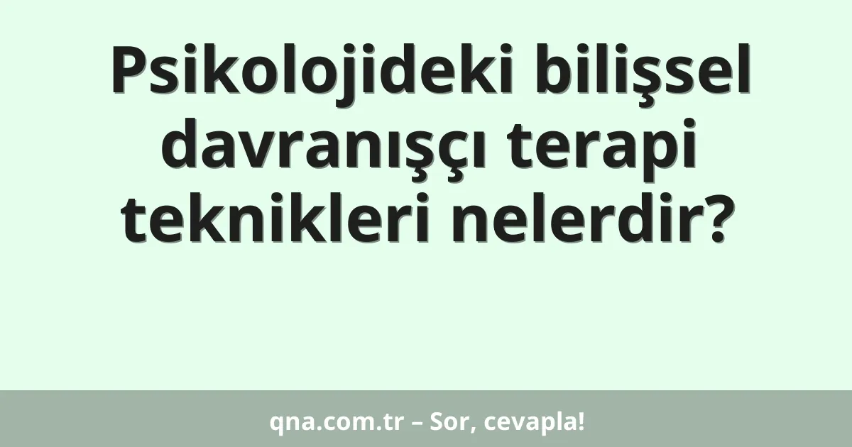 Psikolojideki bilişsel davranışçı terapi teknikleri nelerdir?