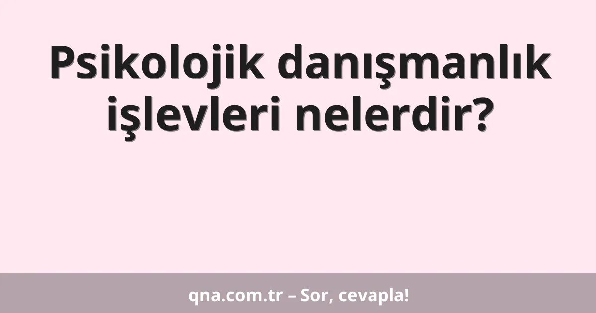 Psikolojik danışmanlık işlevleri nelerdir?