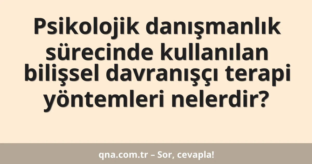 Psikolojik danışmanlık sürecinde kullanılan bilişsel davranışçı terapi yöntemleri nelerdir?