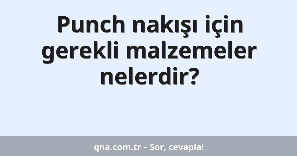 Punch nakışı için gerekli malzemeler nelerdir?