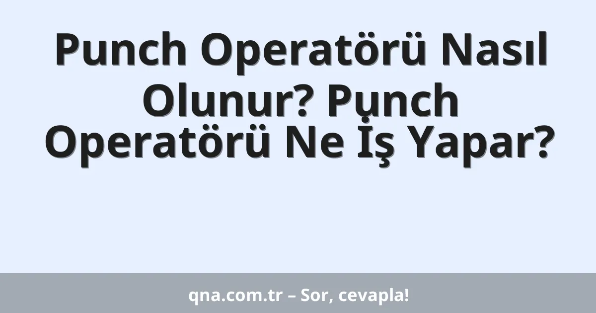 Punch Operatörü Nasıl Olunur? Punch Operatörü Ne İş Yapar?