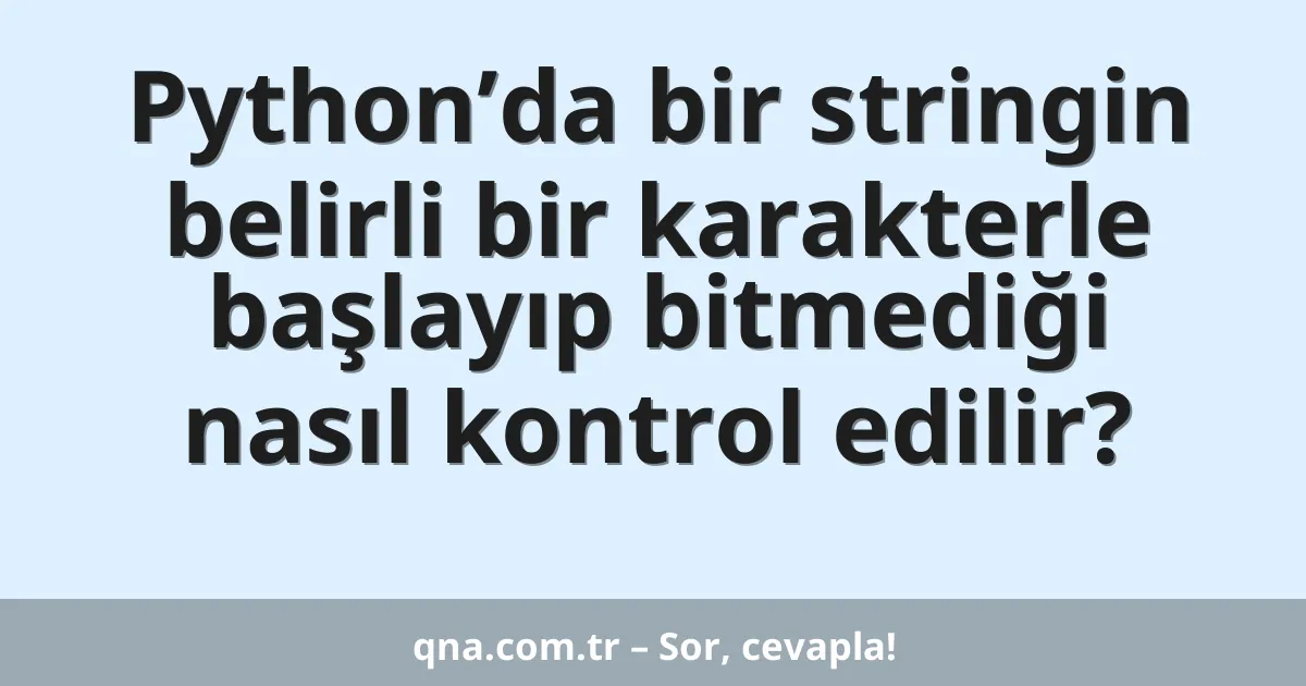Python’da bir stringin belirli bir karakterle başlayıp bitmediği nasıl kontrol edilir?