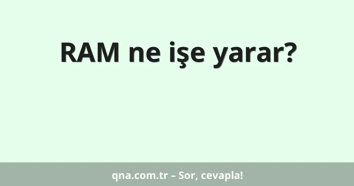 RAM ne işe yarar?