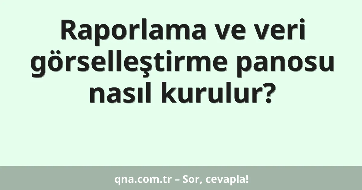 Raporlama ve veri görselleştirme panosu nasıl kurulur?