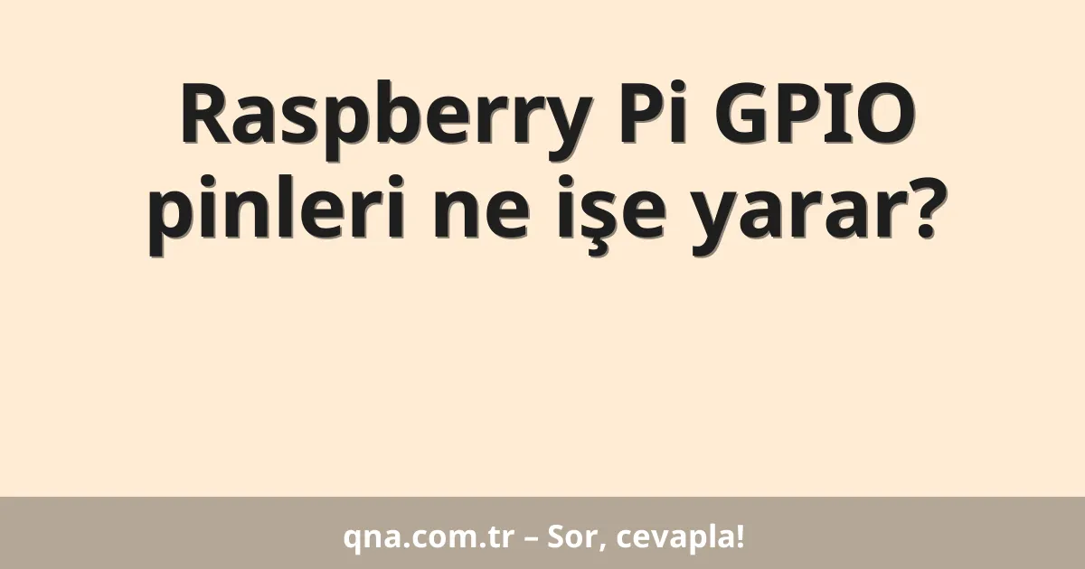 Raspberry Pi GPIO pinleri ne işe yarar?